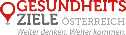 Logo der Gesundheitsziele Österreich mit dem Leitsatz ‚Weiter denken. Weiter kommen.